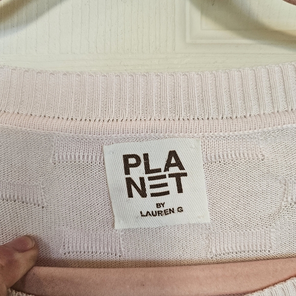 Planet By Lauren G Honeycomb Baby Pink One Size Oversized Knit Sweater - Picture 4 of 8